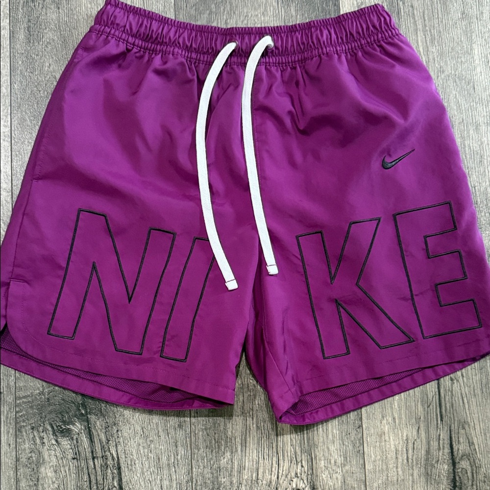 Nike Men’s Purple Athletic Shorts with White Drawcord